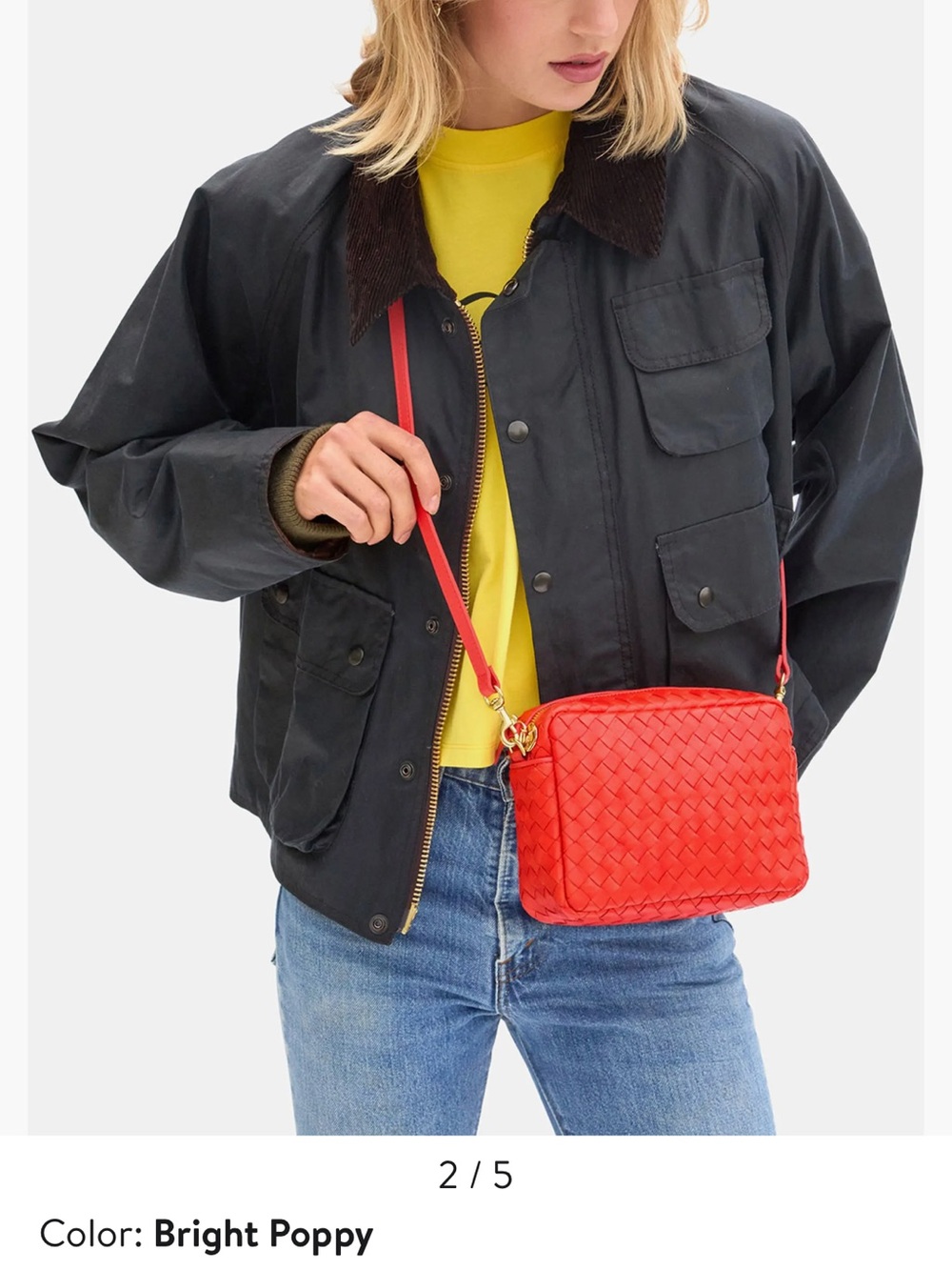 Clare V. Midi Sac Woven Crossbody Bag in Bright Poppy NWT